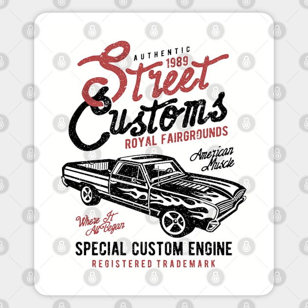 Street Customs: Vintage Classic Car Design Magnet by Jarecrow 